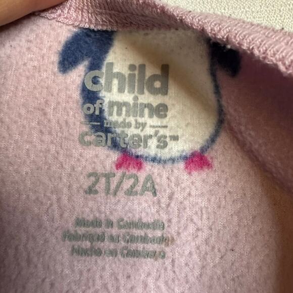 Child of Mine By Carter's Winter Penguin Pink Footie Pajamas Size 2T - Picture 5 of 5